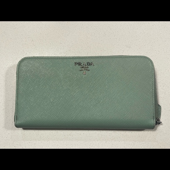 Prada Saffiano Leather Wallet – Mint Green - Picture 1 of 10